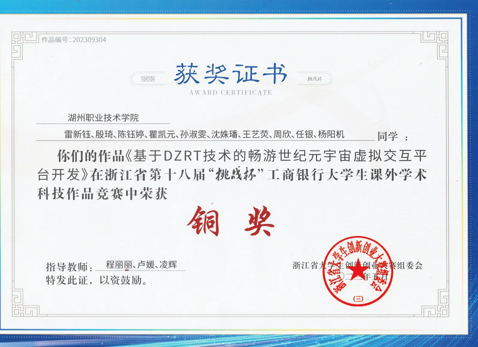 挑战杯铜奖